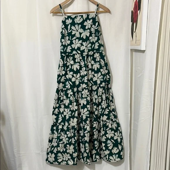 GAP 100% Cotton Green and White Floral Maxi Dress a176 - Picture 1 of 5